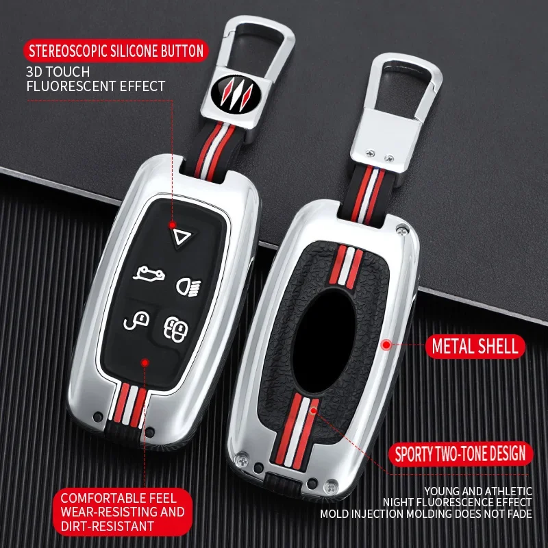 5 Bottons Metal Car Key Cover Fob Case Shell per Land Rover 4 Range Rover Sport Lr4 Vogue 2010 2011 2012 accessori portachiavi