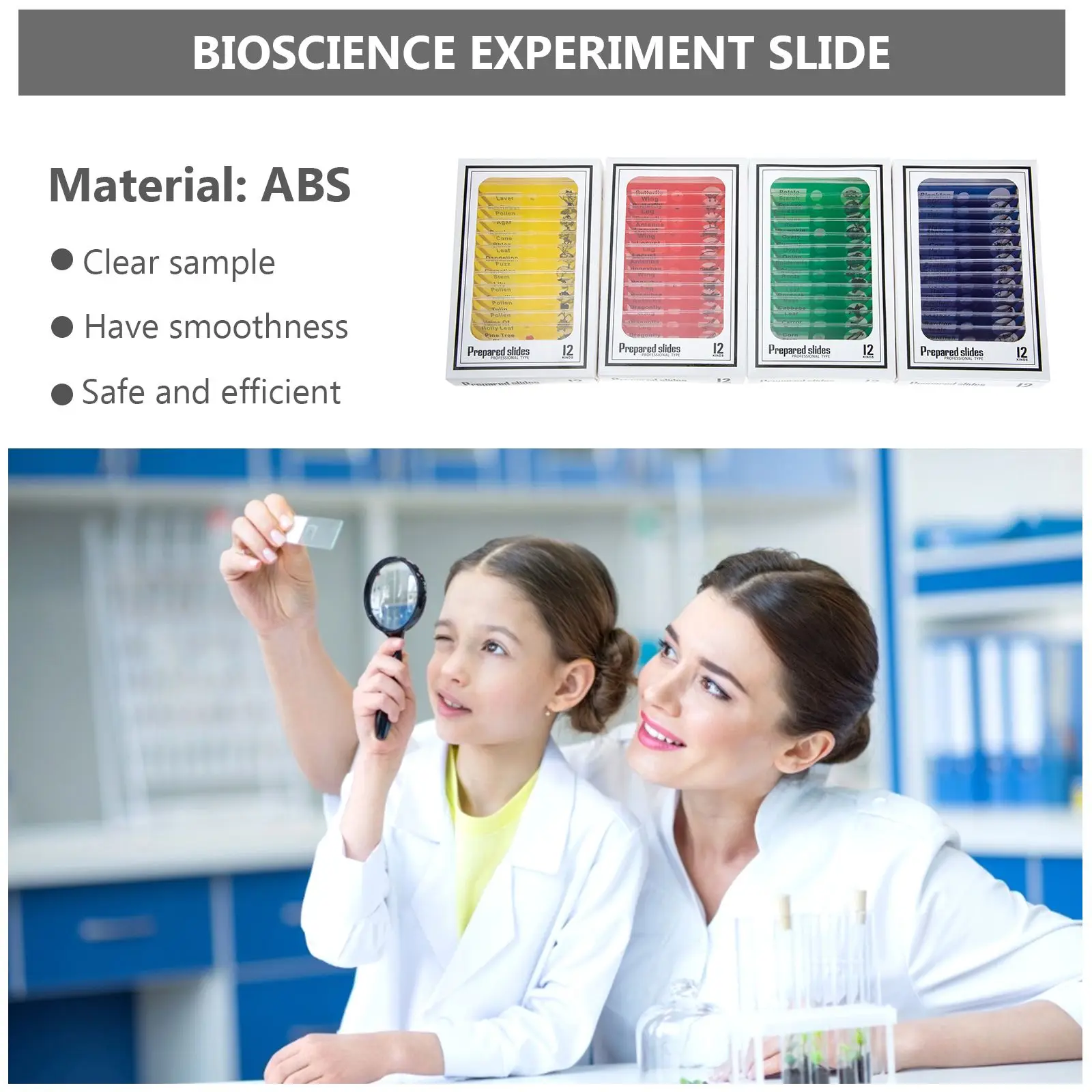 48 Pcs Microscope Slides Biological Specimen Assorted Specimen Collection Kids Laboratory Indoor Slides Sample Plant Collection