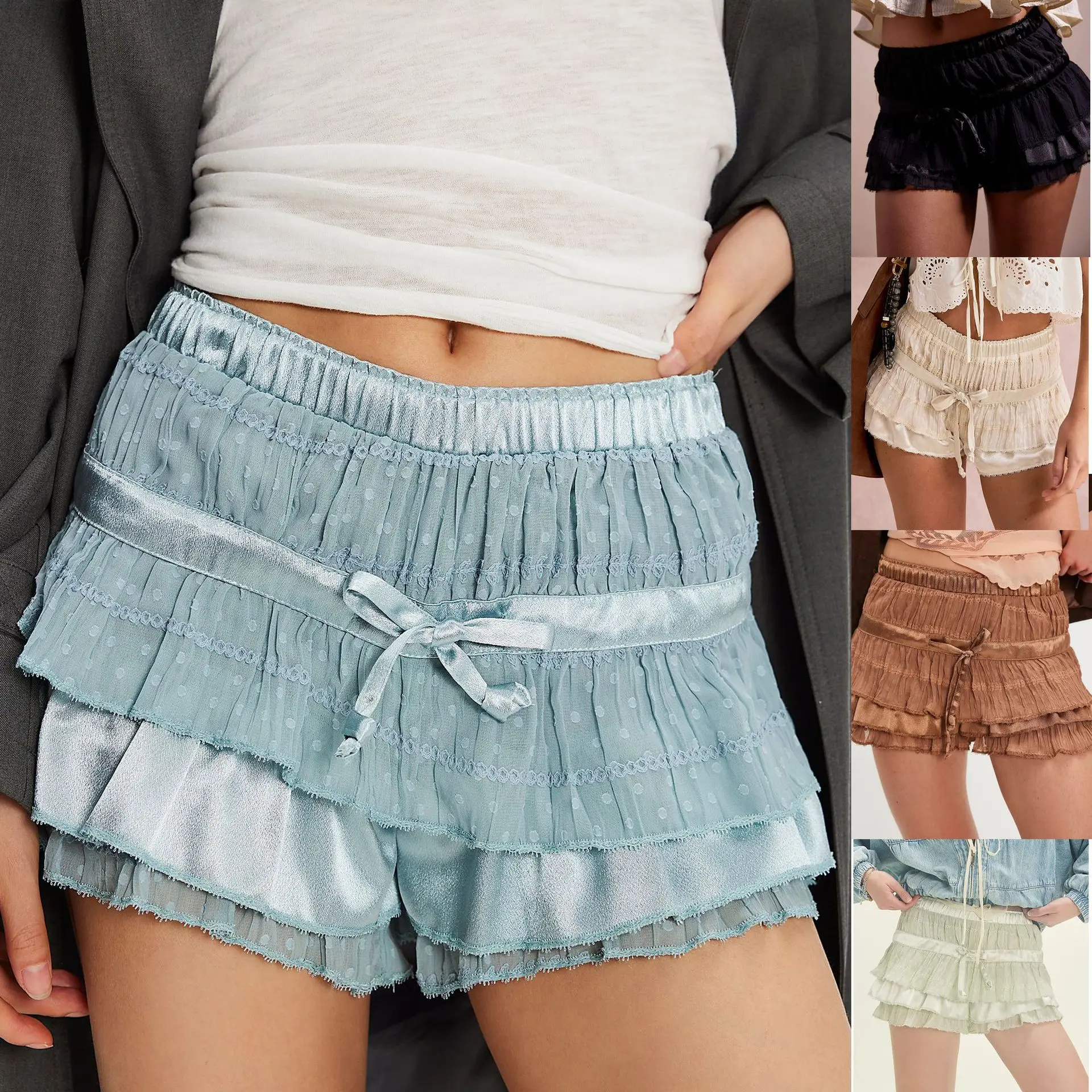 

Женская юбка-шорты Purecake Me с кружевным бантом, средней посадкой, из полиэстера, для улицы, на каждый день, для прогулок, для свиданий, для активного отдыха