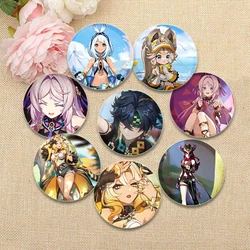 Game Anime Genshin Impact 32/44/58mm Simple Button Pins,Snap in Design Brooch,Daily Stylish Ornament Badge,Ideal Gift for Friend