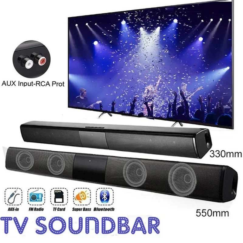 

Wireless Bluetooth Speaker BS28B Sound Bar Music Column for TV Computer Home Theater Stereo System Soundbar with FM Radio RCA