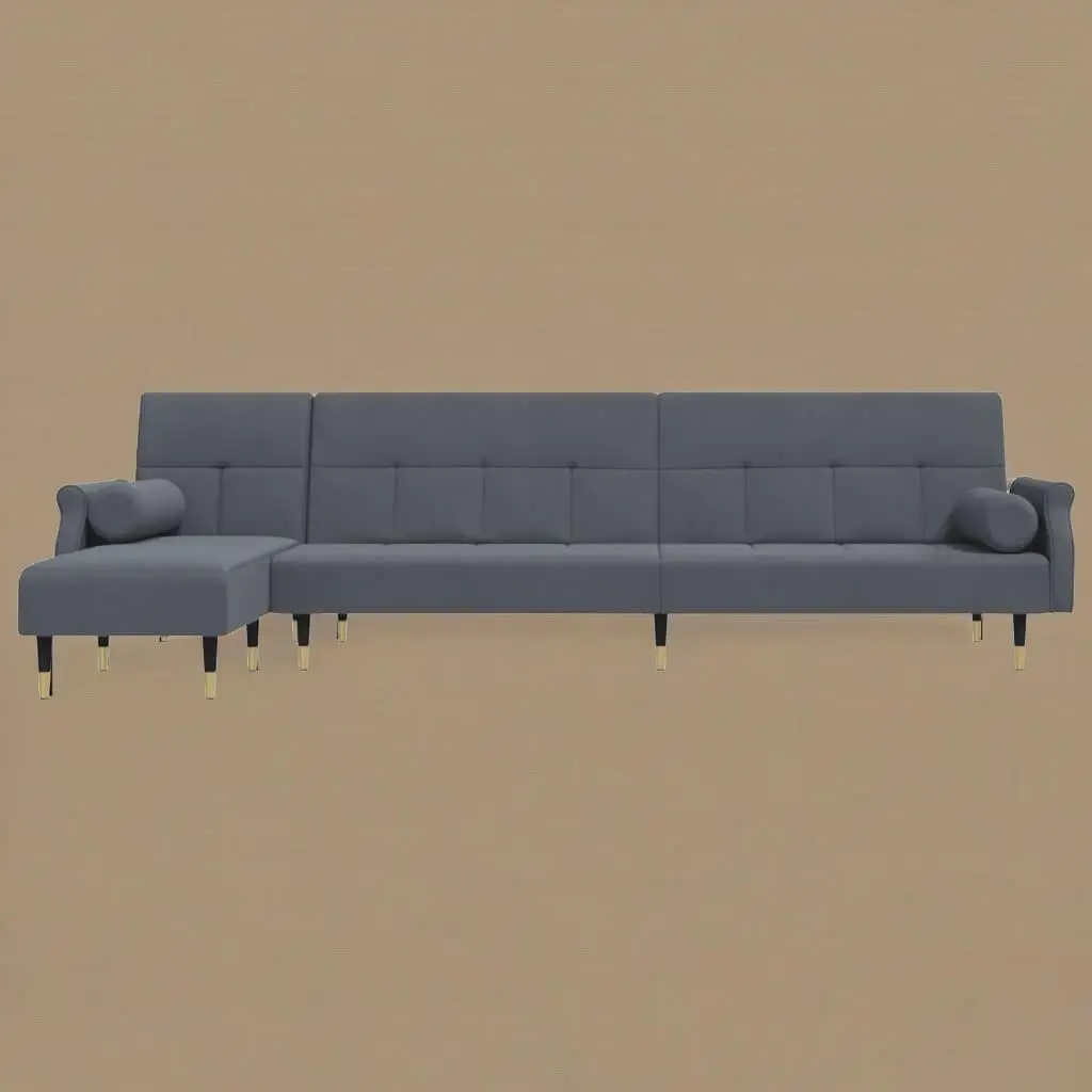 Dark Gray L-Shaped Velvet Sofa Bed 106.7x55.1x27.6 - Stylish & Comfortable Space-Saving Solution