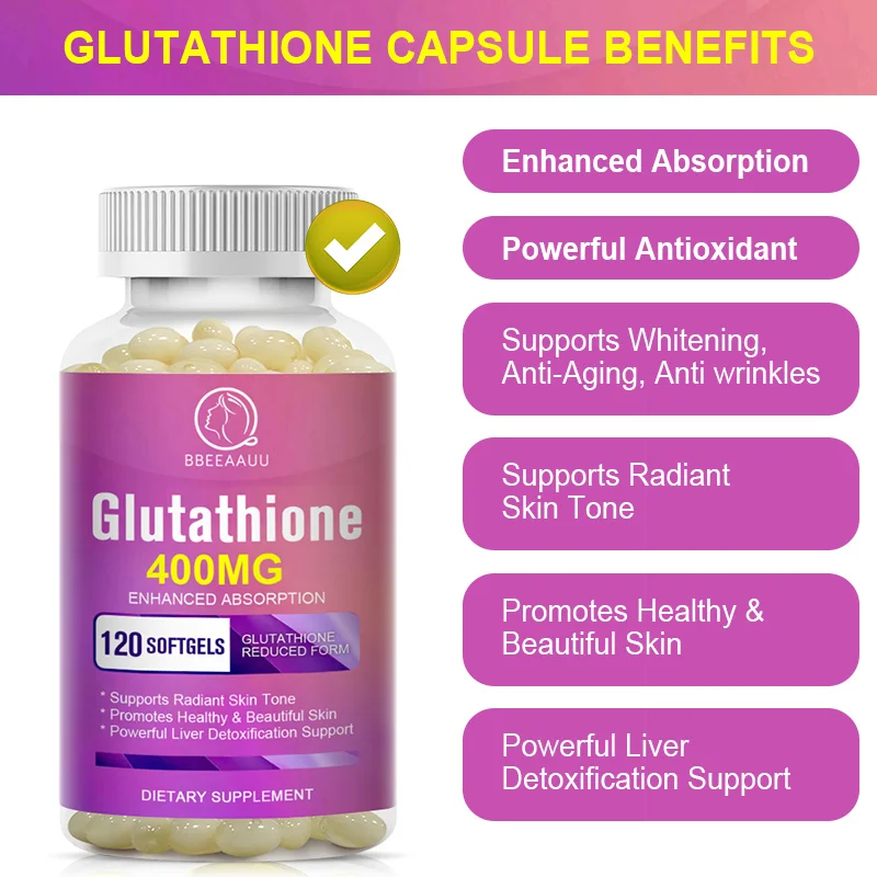 BBEEAAUU Glutathione Capsules Whitening and Brightening Improve Skin Dullness Protect the Liver and Resist Aging Beauty Health