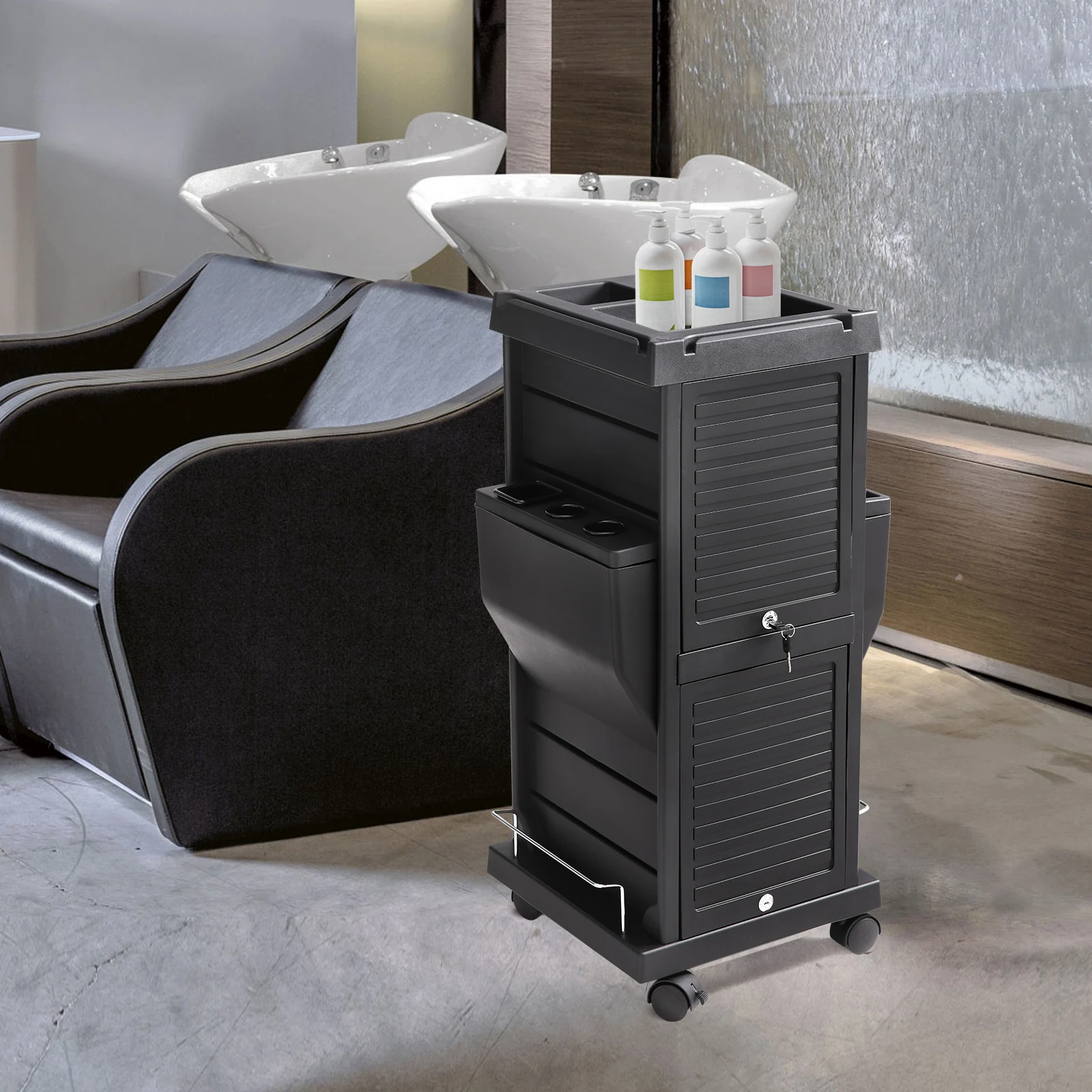 VEVOR Ultimate Salon Trolley Cart for Stylist with 6 Removable Drawers & Tool Holder and Lockable Wheels for Beauty SPA Barber