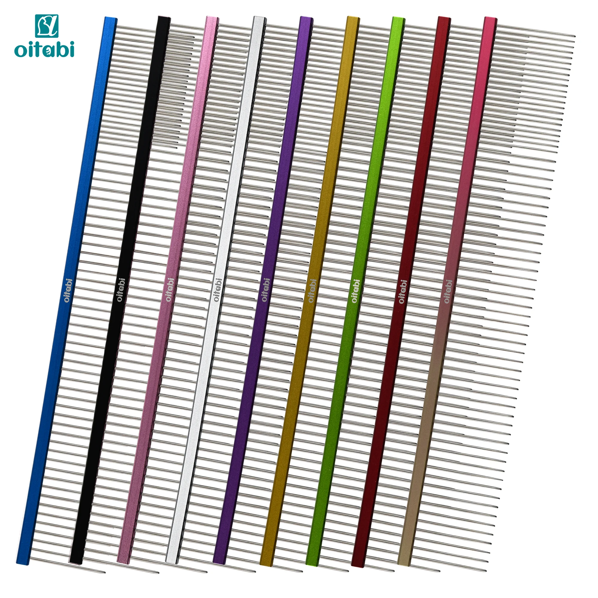 

OITABI Extra-Long Pet Grooming Comb Professional Sparse & Dense Row Comb Dog Comb Removes Hair of Knots and Tangles Double Tooth