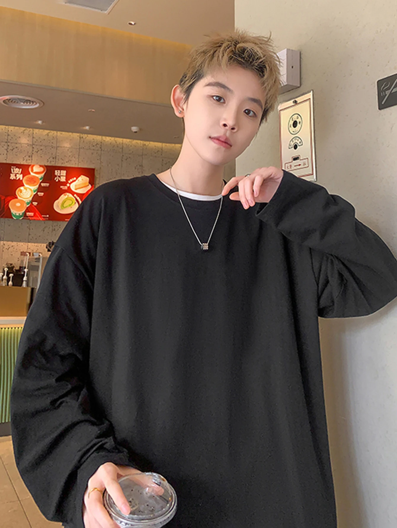 Dense Cotton Men Long Sleeve T-shirts Solid Color Hip Hop Autumn Clothing O-neck Fashion Male Tee Shirt High Quality Y2k Tops