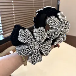 New Fashion Hot Sale Wild Crystal Large Flower Headwear Luxurious Rhinestone Headband Hairband for Women Girl Hair Accessories