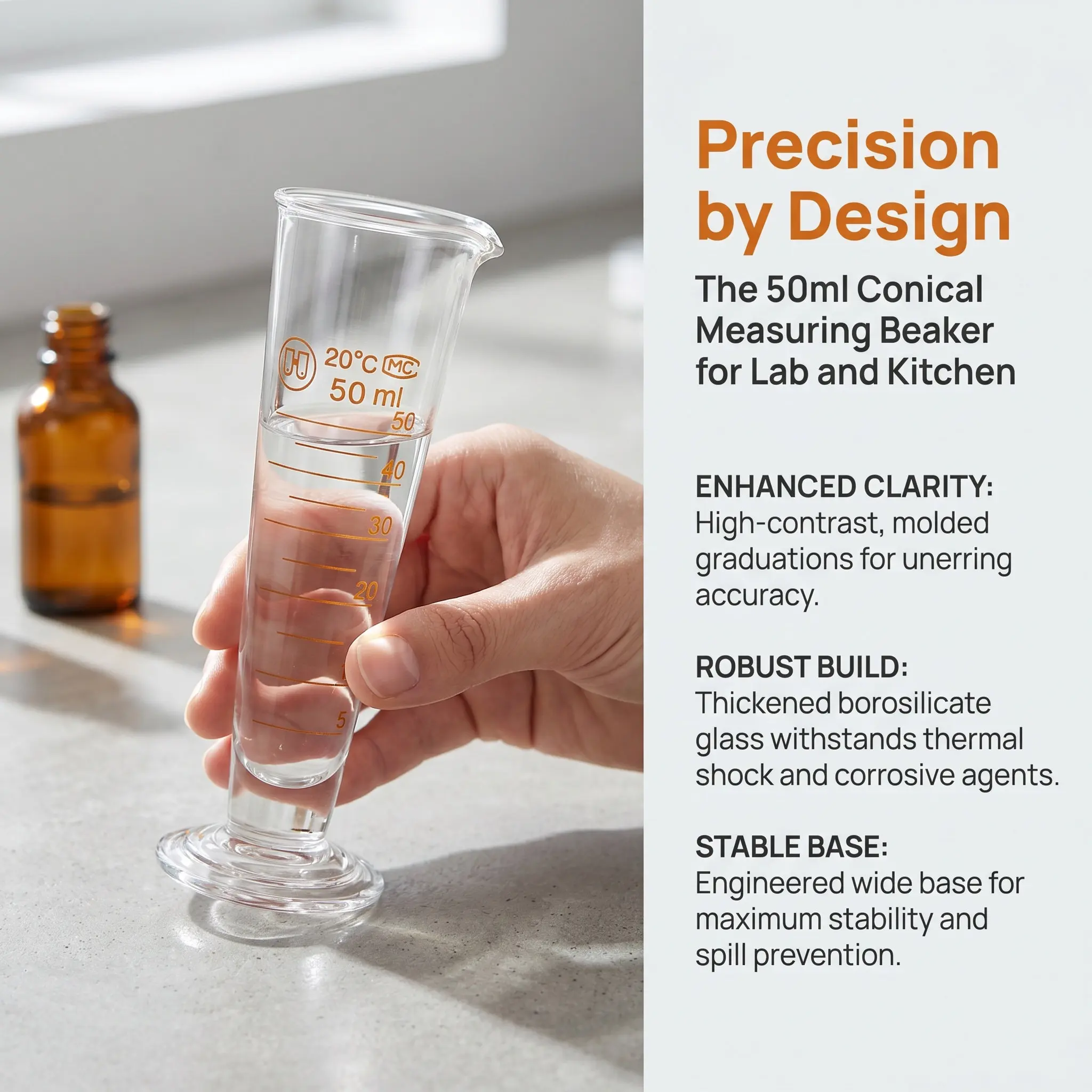 1Pcs Glass Graduated Measuring Cylinder Chemistry Lab Beaker Liquid Container Round Base Heat Resistant Accurate Measurement