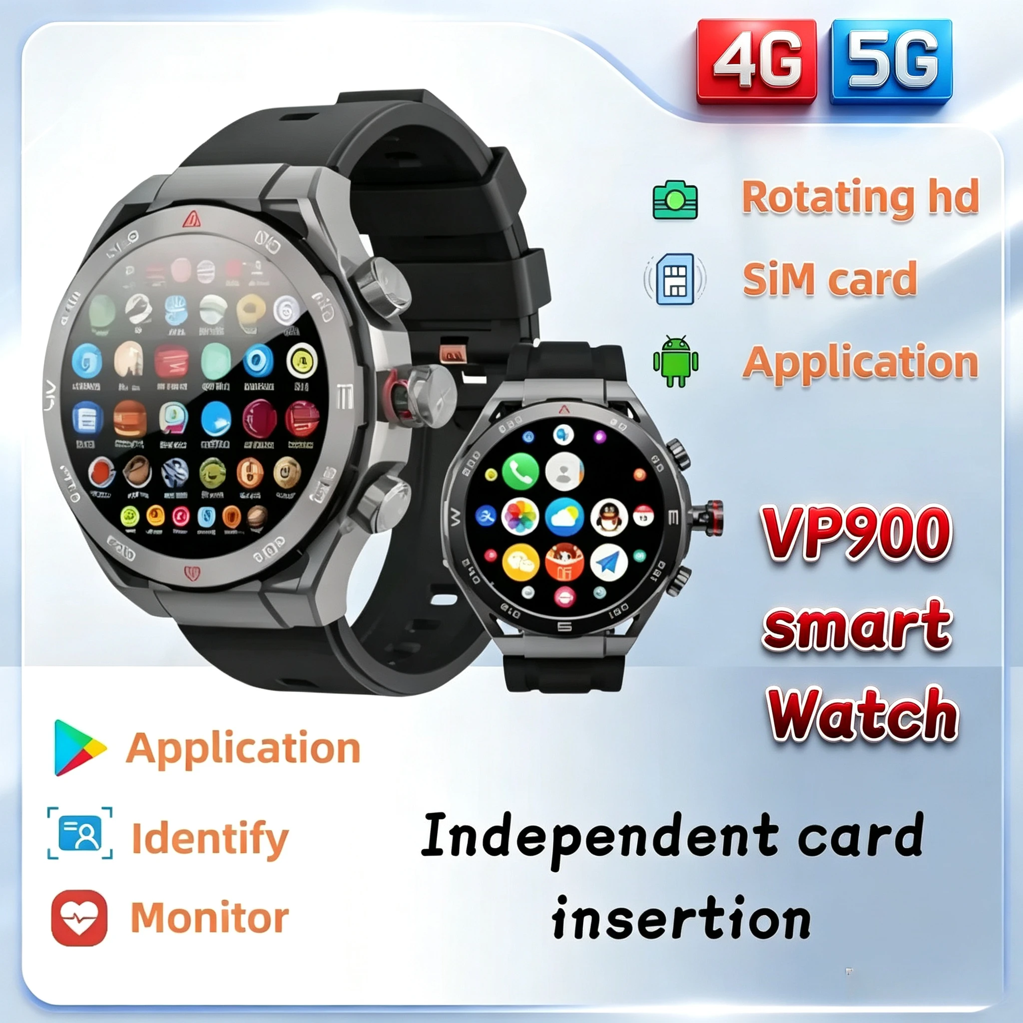 VP900 2026 Smartwatch WiFi GPS Navigation AMOLED HD Screen Fitness 4G SIM Card Camera Video Call Waterproof Smart Watch Men