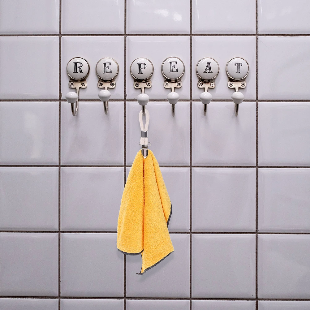 

Stainless Steel Tea Towel Holder Clips 6 Pack Multi Use Hanging Hook for Bath Clothes Washcloth Kitchen Towel Hanger