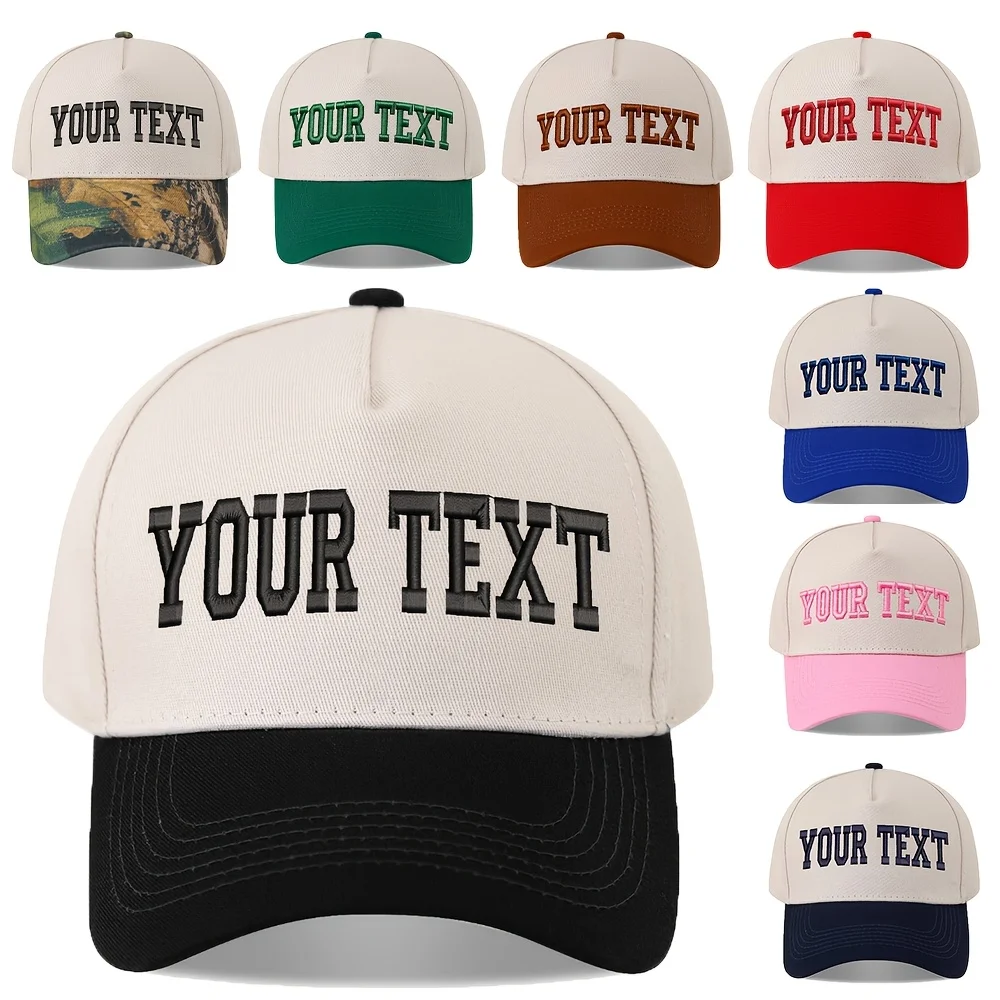 Baseballkappe mit individuellem Text, gesticktem Namen, verstellbarem Schirm, bequemer Passform, Outdoor-Mütze, lässige Strand- und Alltagskopfbedeckung für Männer und Frauen