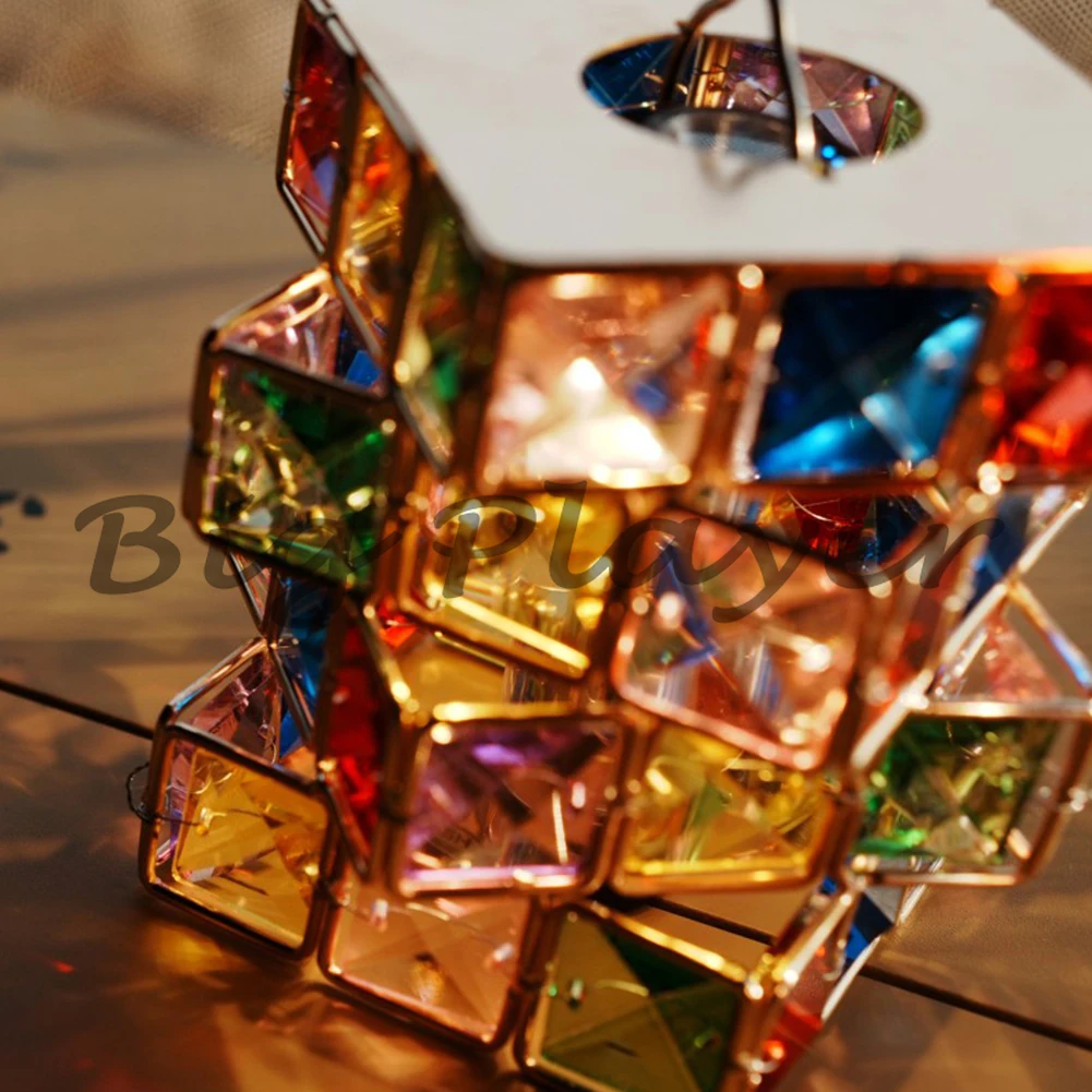 

Colorful Crystal Retro Lampshade - 8 Sided Diamond Cube Design for Lamps Camping Desktop Ambient Light
