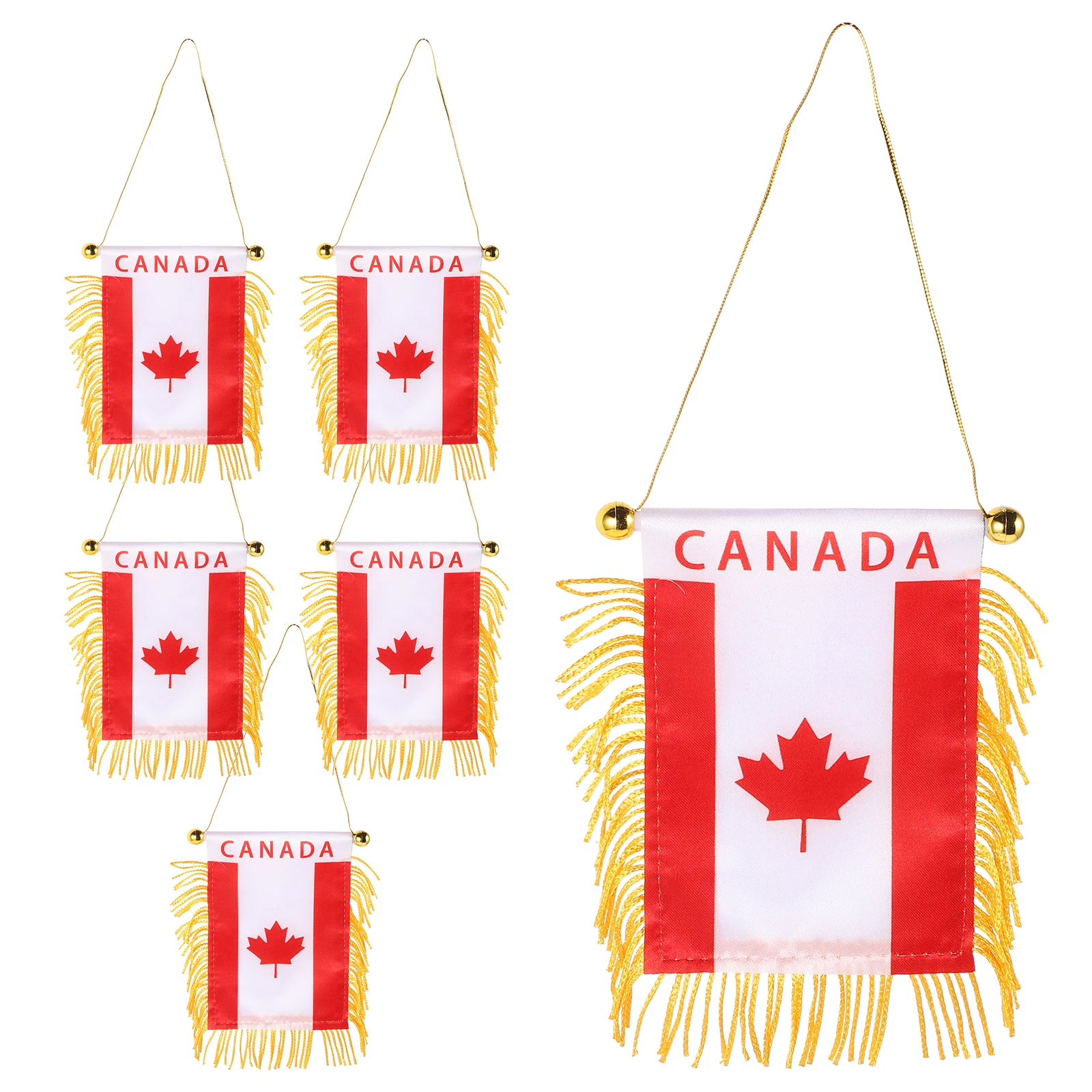 

Small Hanging Flag Rear View Mirror Car Decor Mini Banners Canada Flag Automobile Flags Satin Material Easy Installation Compact