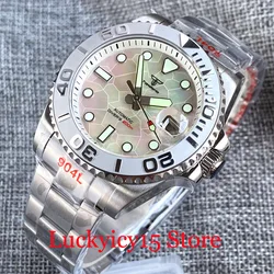 Tandorio 40MM 200m Waterproof White MOP Dial White Chapter Ring Luminous Automatic Japan NH35A Movement Men Watch Steel Strap