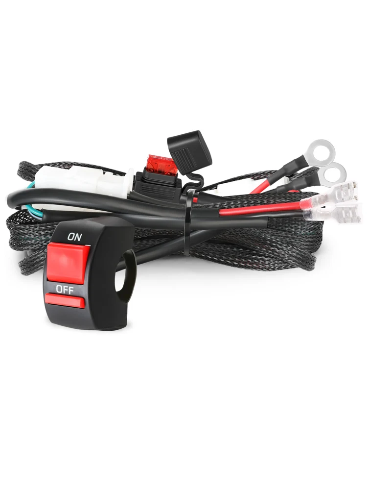 AliExpress NONE LED Light Bar Wiring Harness Kit with Electric Dirt Bike Ebike Bike Handlebar Switch 7-8'' 10A Fuse 2 Leads for Headlight Fog Li