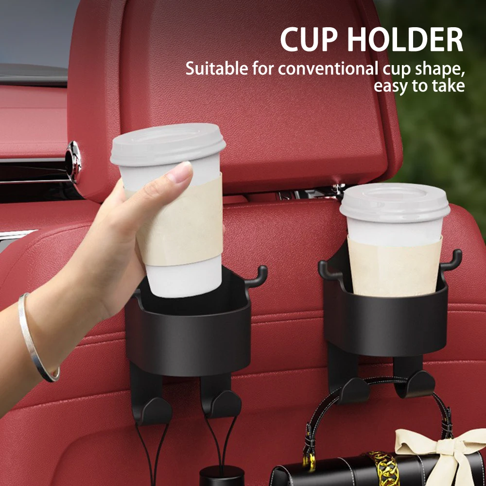 Car Seat Headrest Hook Hanger Storage Organizer Universal with Cup Holder for Handbag Fit Universal Vehicle Car Accessories