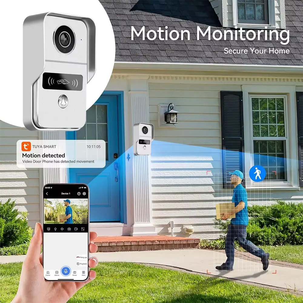 Nowy 7-calowy 2-calowy monitor WiFi Wideodomofon TUYA Inteligentna aplikacja domowa Bezprzewodowy wideodomofon RFID Kamera HD System kontroli dostępu