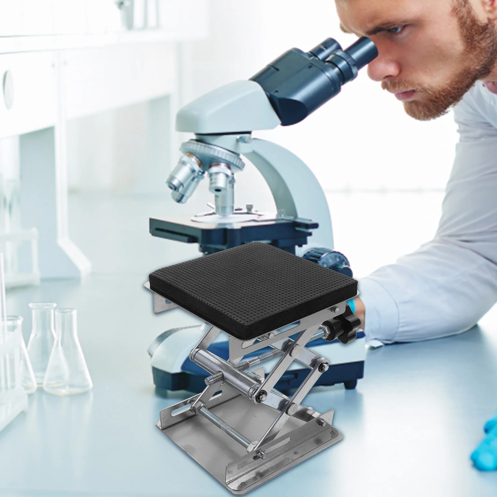 Tech Scissor Platform Electric Jack Car Support Stainless Steel Work Laboratory Lifting Ladder