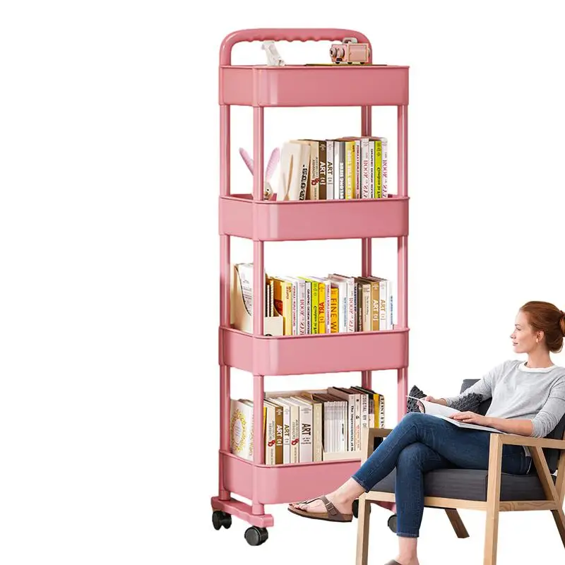 

Movable Bookshelf Cart Mobile Storage Trolley Cart Bookshelf Multi Tiers Slide Out Bathroom Storage With Wheels For Laundry Room