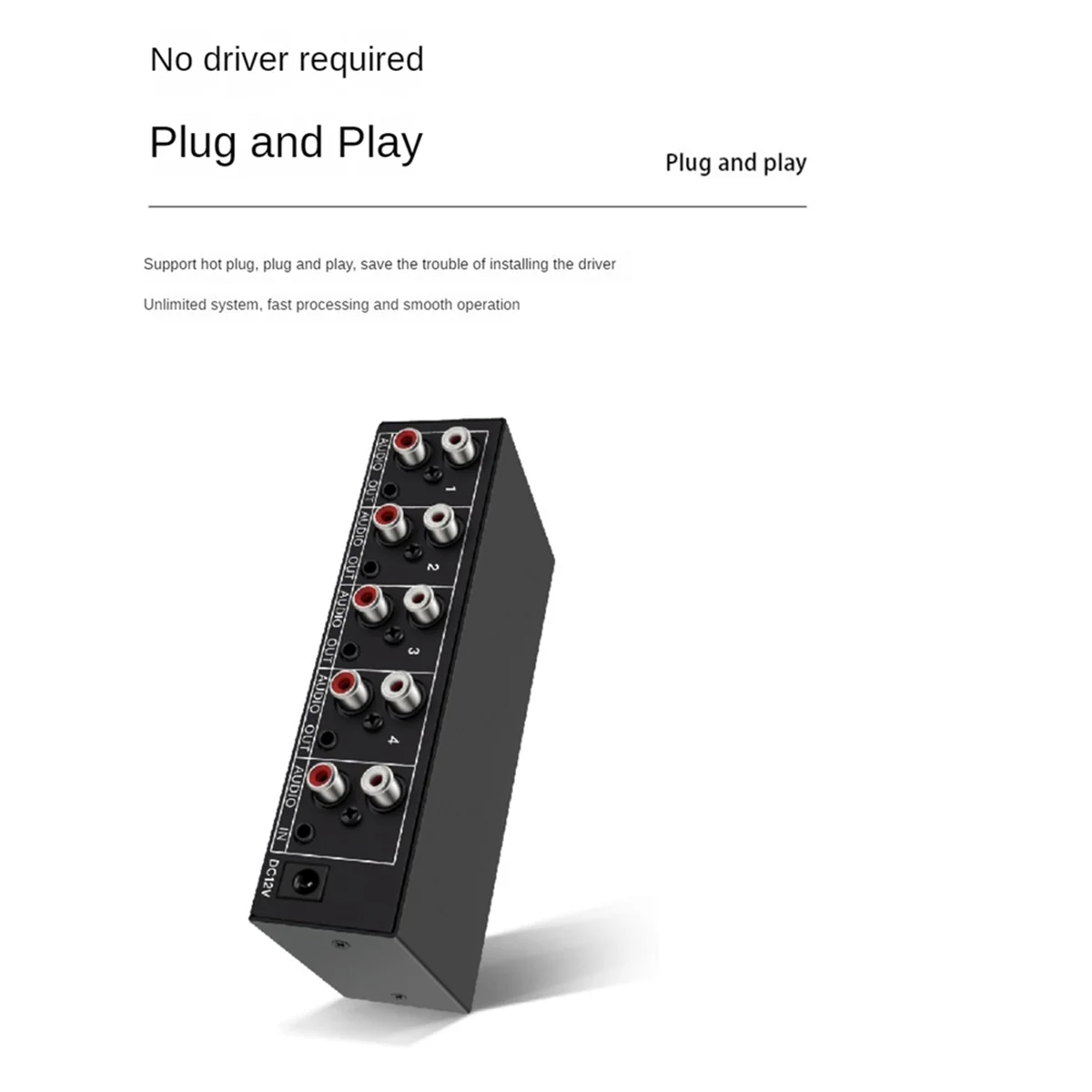 AA84 Аудиоразветвитель 1 в 4 выхода RCA L/R Aux Стерео аудиоразветвитель 1X4 Аудиораспределитель для ПК Разделитель DVD-динамика, вилка стандарта США