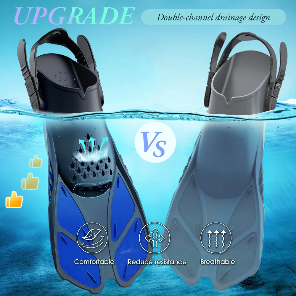 Pinne da snorkeling fibbie regolabili pinne da nuoto scarpe da sub subacquee in Silicone corte tacco aperto taglia da viaggio uomo adulto donna