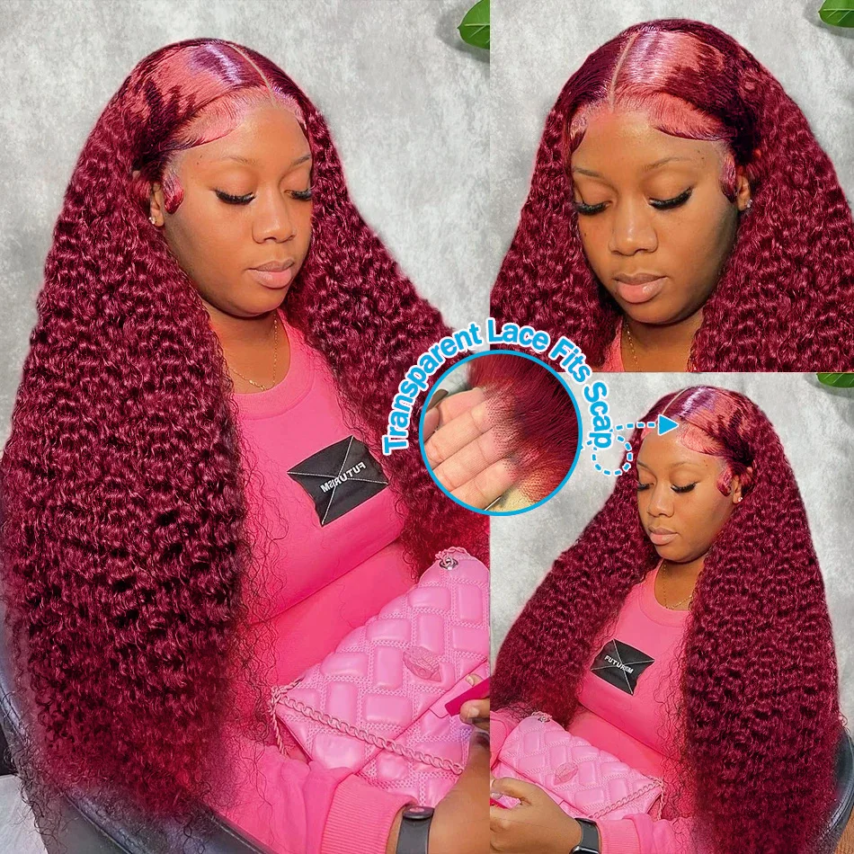 Water Wave Burgundy 13x6 Hd Lace Frontal rambut manusia Wig untuk wanita berwarna merah 13x4 transparan renda keriting gelombang dalam Wig depan