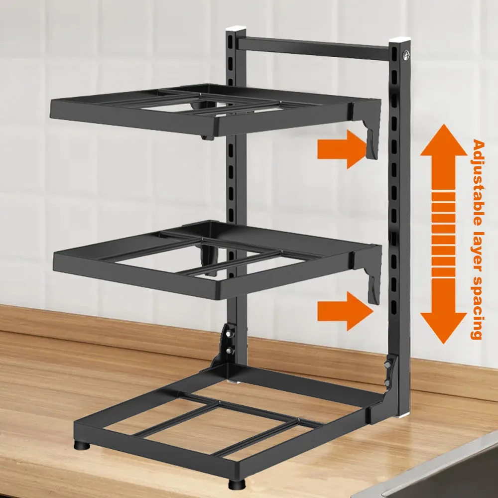 Kitchen Sink Storage Rack Multi-Layer Cooker Storage Rack For Home Stovetop Cabinets Adjustable Pot Rack