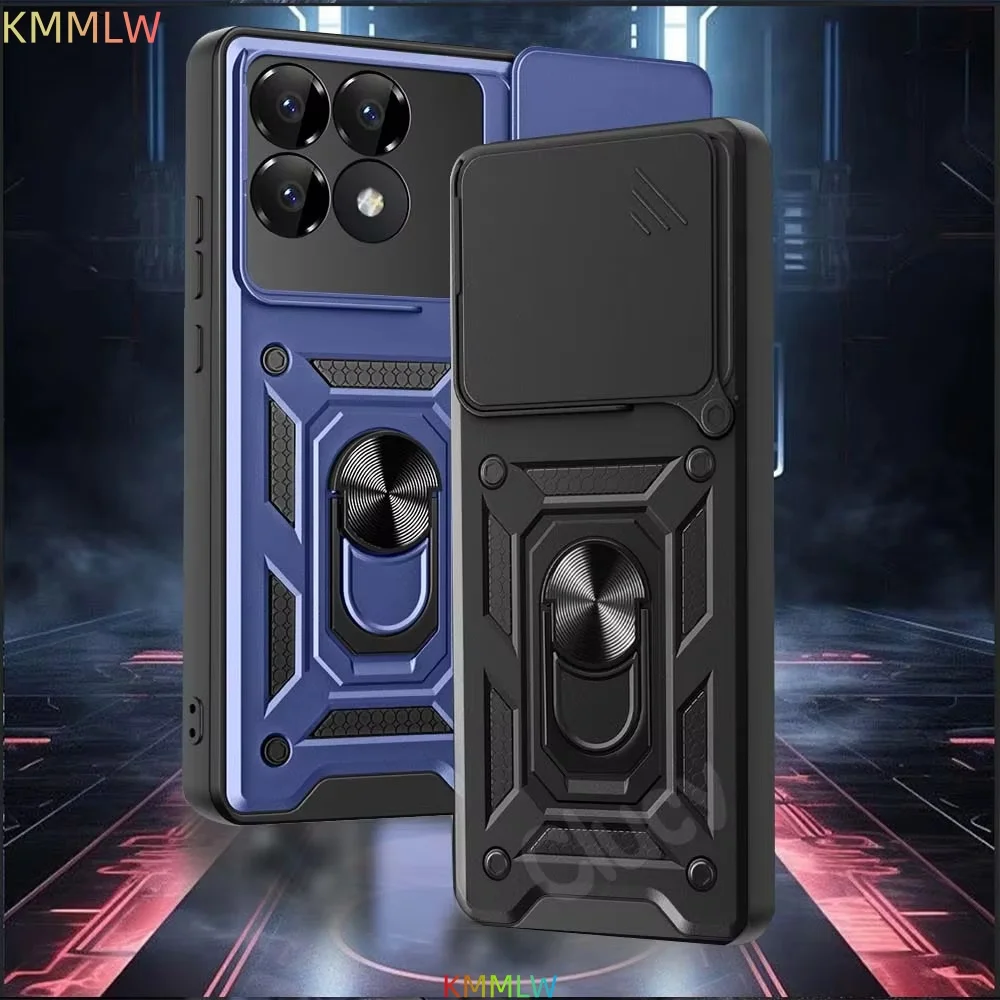 Shockproof Armor Case For Xiaomi Mi Poco F6 5G Car Holder Phone Cover For Mi Poco F6 Pro 5G Camera Lens Protection Fundas
