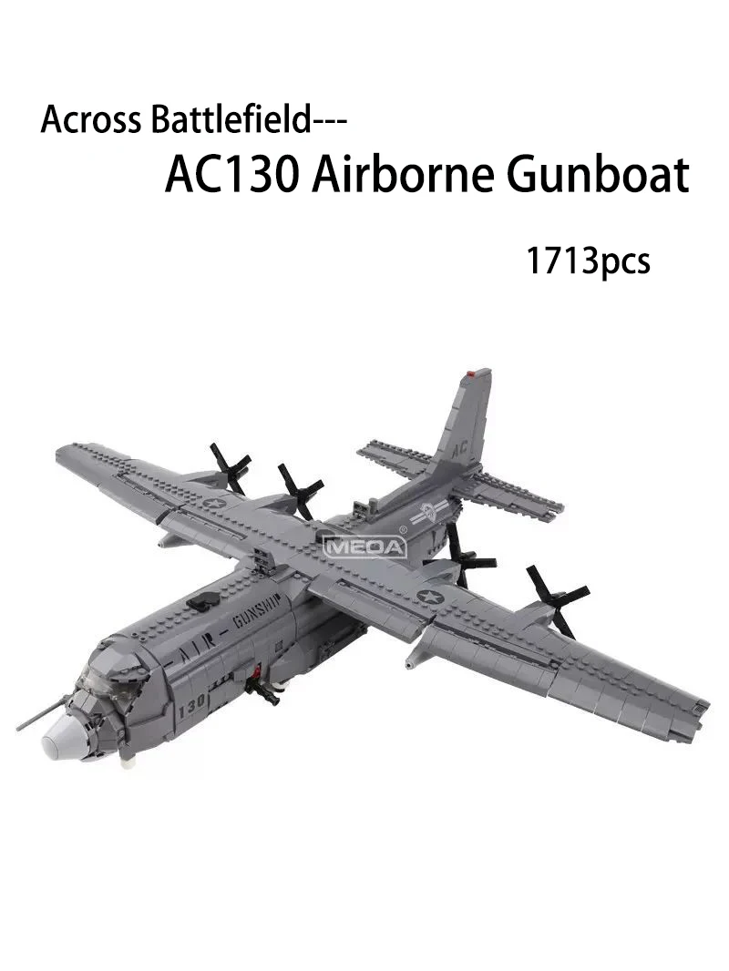 Militaire Leger Bricks Serie De AC130 Antenne Kanonneerboot Set WW2 US Vliegtuig Bouwstenen Klassiek Model Vliegtuig Educatief Speelgoed