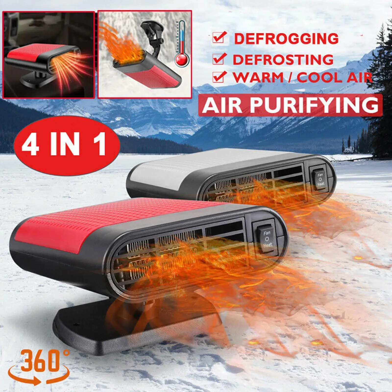 12V 500W Car Heater Portable Electric Heating Fan Defogger Quick Demister Heat Defroster