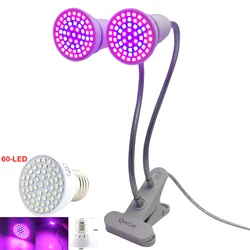60 LED Plant grow light fito Phyto Lamps  Clip holder Bulb Growing lamp EU/US/UK Plug Desk cultivo for Greenhouse grow tent box
