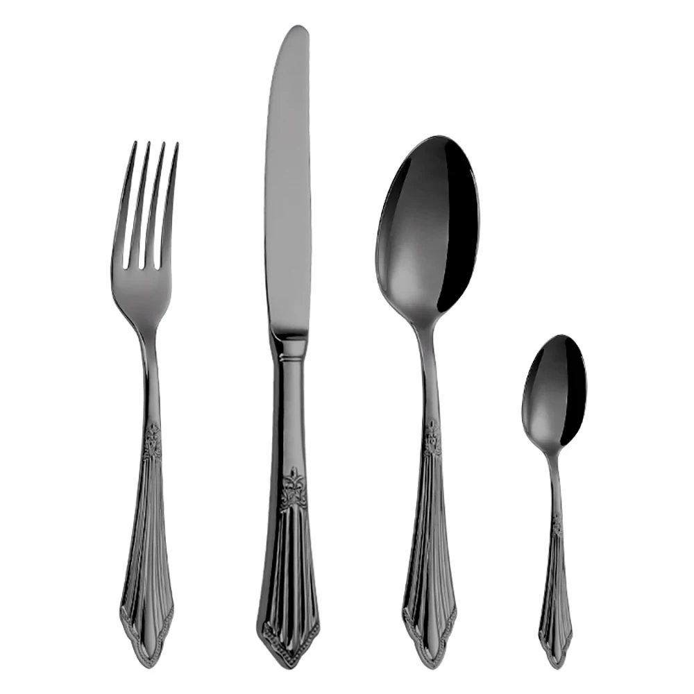 4/24 Pieces Luxury Gold Cutlery Set Vintage Western Stainless Steel Gold Plated Tableware Black Dinnerware Knife Fork Spoon Set