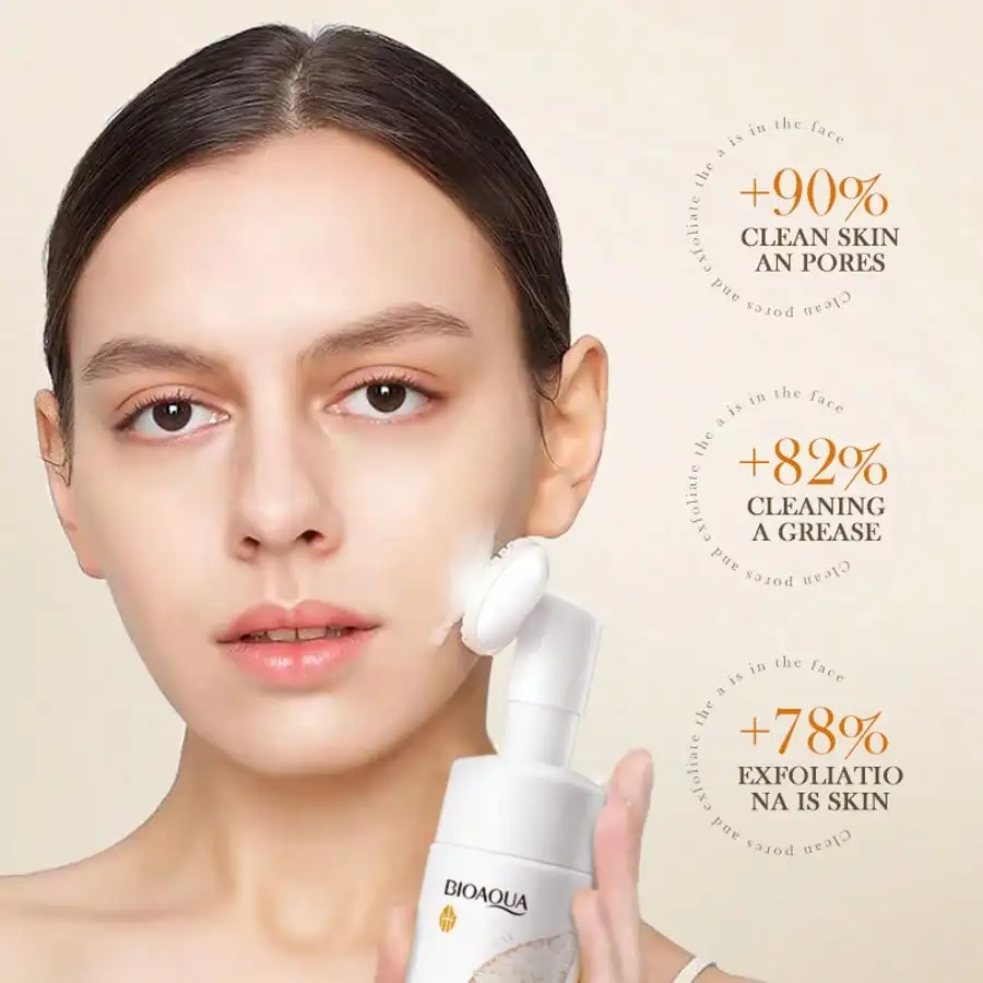 موس تنظيف لب الأرز الخام مع رأس فرشاة تنظيف المسام العميقة تقشير لطيف ترطيب اشراق العناية ببشرة الوجه #4