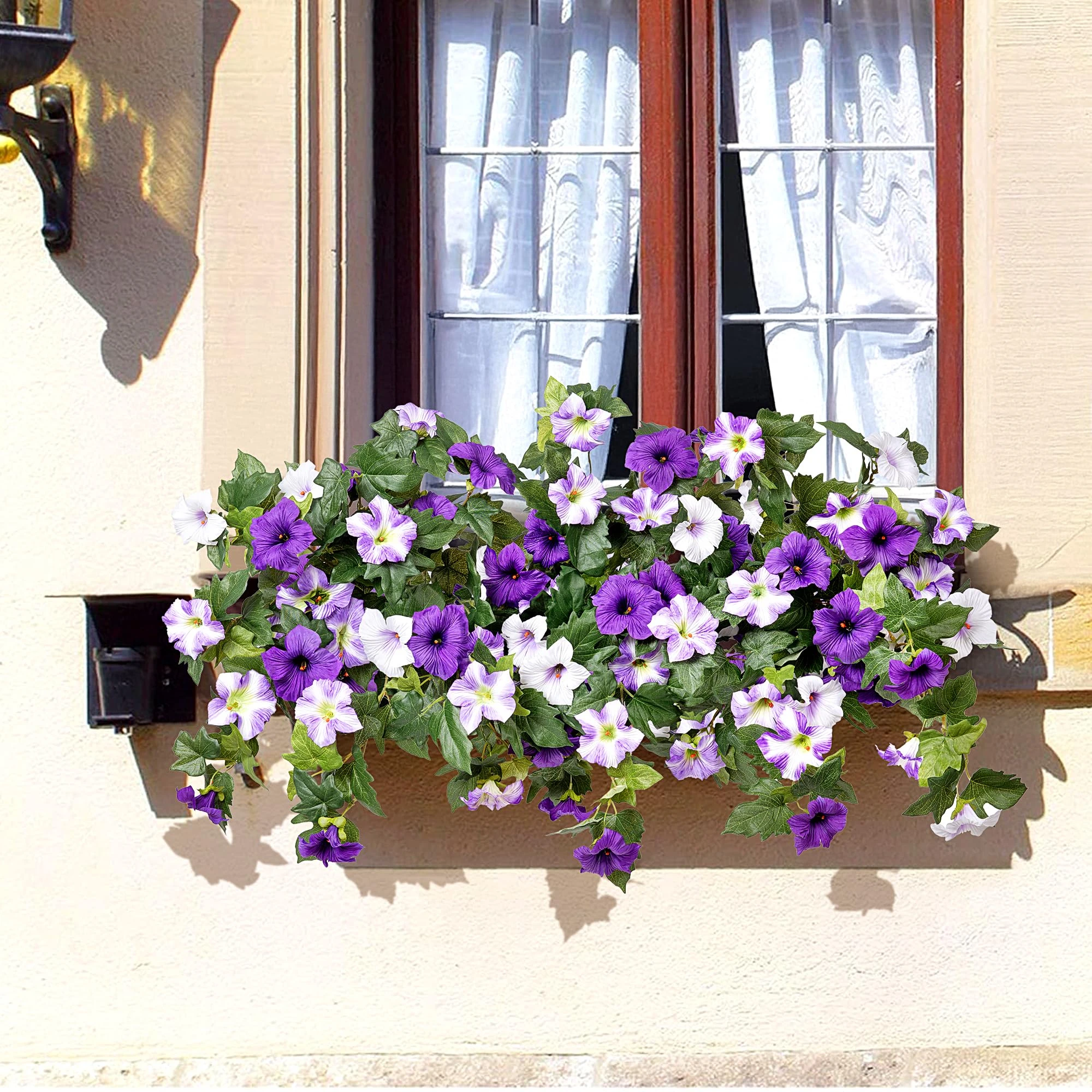 1/2 Bündel künstliche Petunien, künstliche Blumen, Pflanzen für den Außenbereich, UV-beständig, künstliche Pflanze für Haus, Garten, Balkon, Hof, Veranda, Dekoration – Detail 3