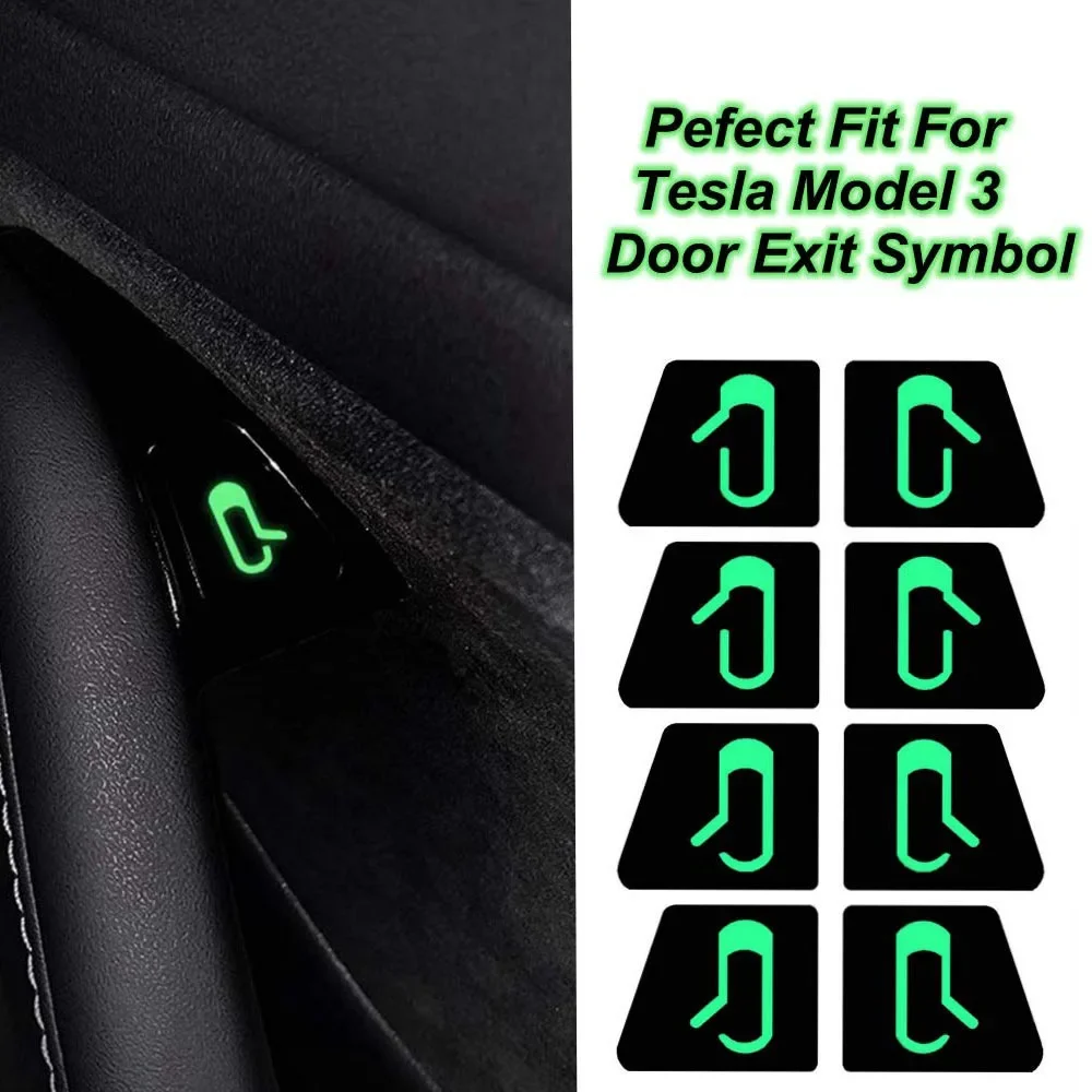 For Tesla Model 3 Y Door Open Luminous Stickers Exit Button Reminder Sticker Fluorescent Paste Car Accessories Model 3 2017-2020