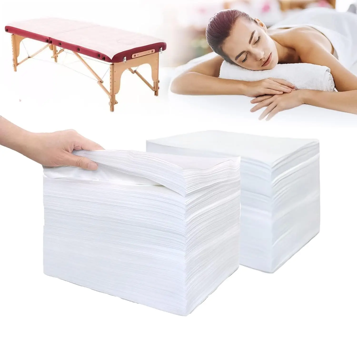 

200Pcs Disposable Massage Table Sheets 31.5x71in Non-Woven Fabric Bed Covers for Spa, Tattoo, Salon, Breathable & Durable White