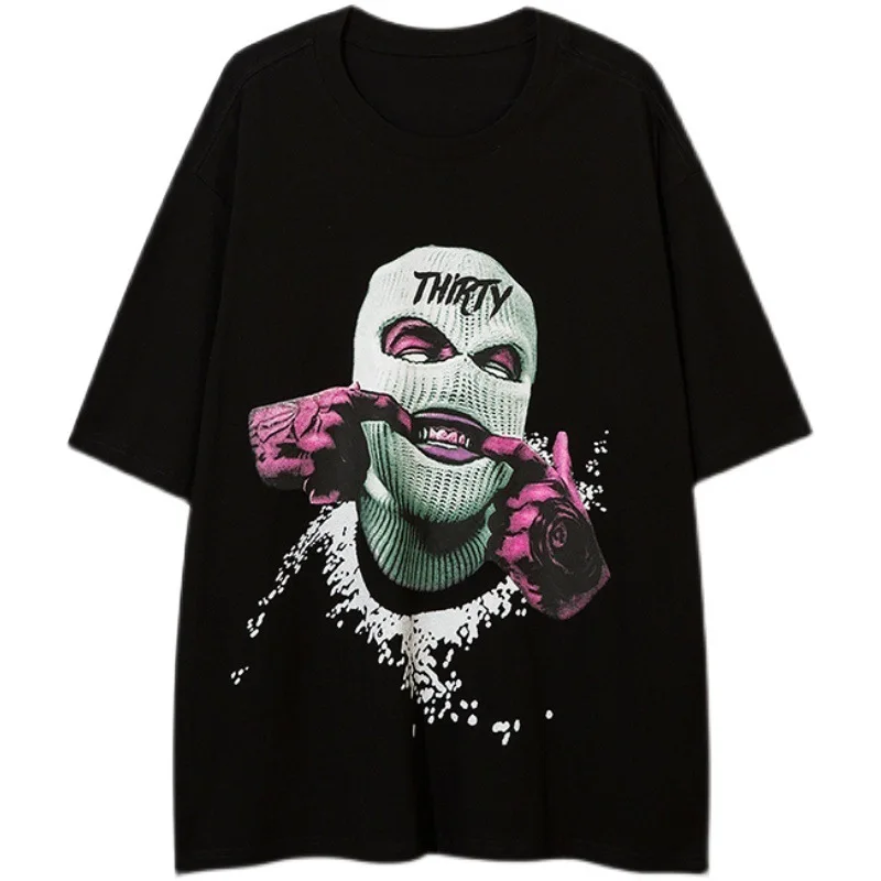 2023 Men Hip Hop Streetwear T-Shirt Harajuku Cartoon  Printed Tshirt Summer Short Sleeve T Shirt Cotton Casual Tops Tees 5XL