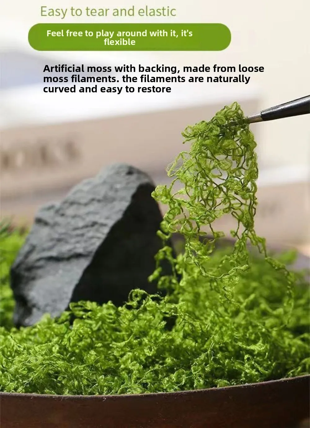 Simulated Mosses Filamentous, Green Plants Landscape Pots Horticultural Plants Landscape Decorative Mosses