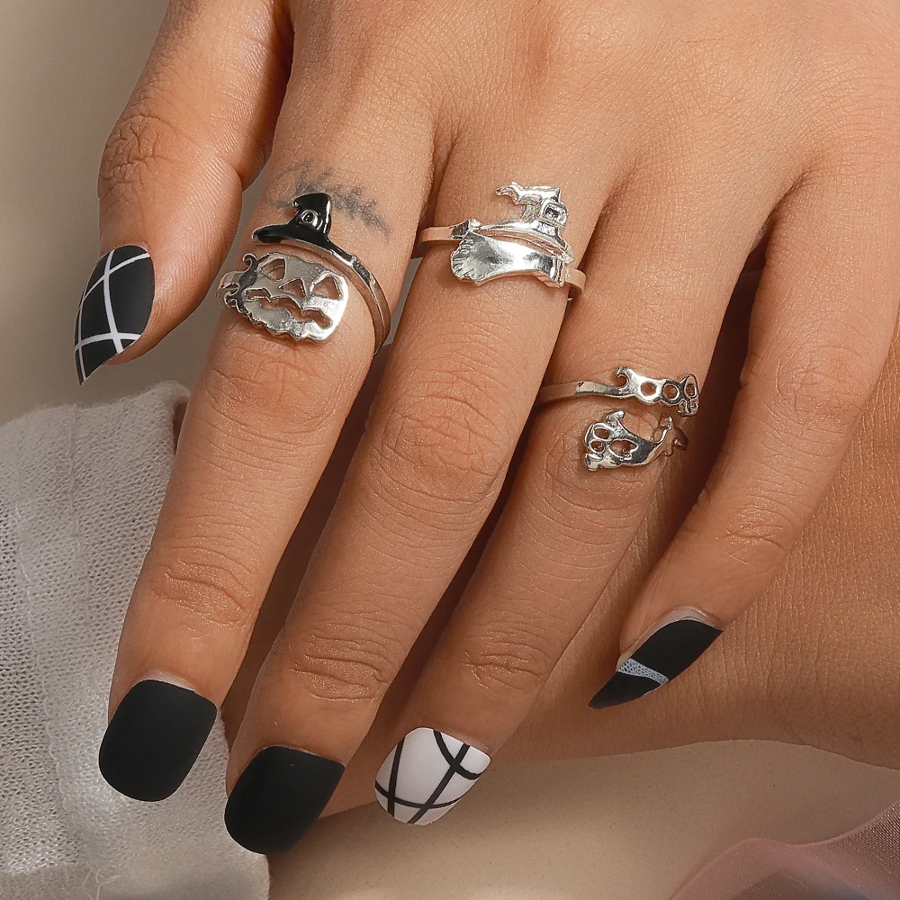 Aihua neue Halloween Ring setzt Perlen Schädel Web Spinne Geist Kürbis Fingerring Halloween Nacht Party Schmuck Geschenke – Detail 11