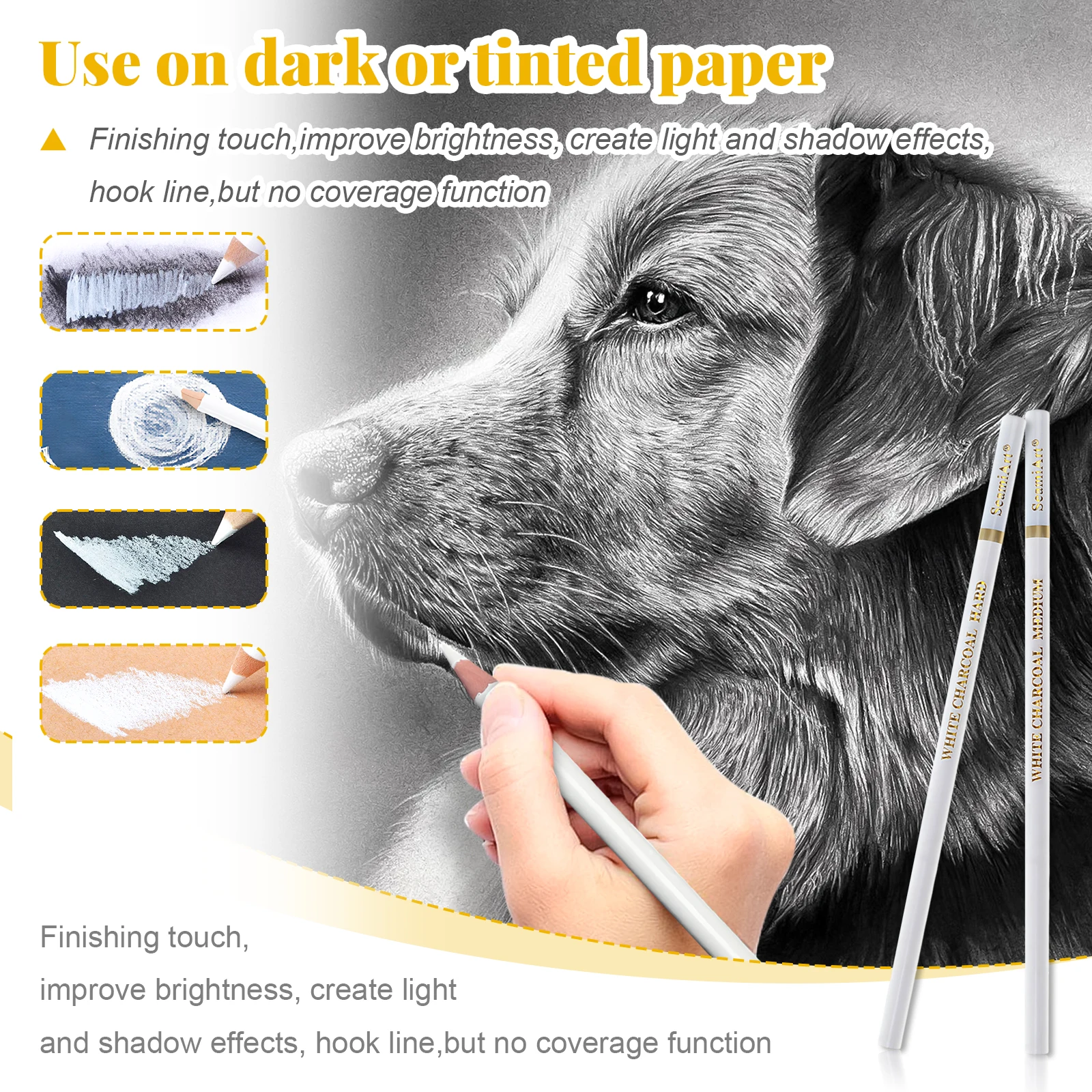 3-pack professionele schetspotloden voor schetsen, schilderen, soepele kwaliteit, duurzame loodmarkeerstift, houtskoolpotloden