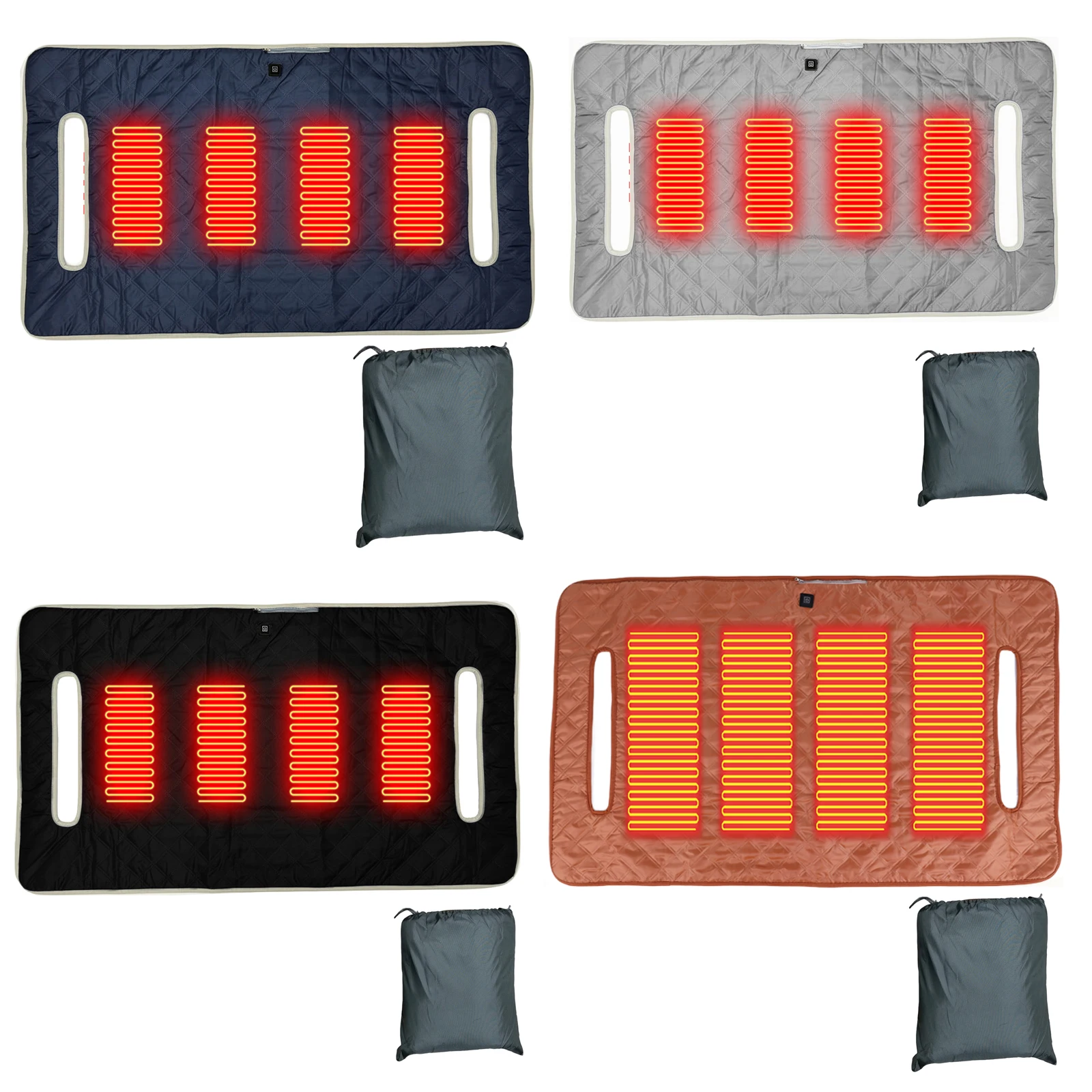 

USB Heated Camping Chair Cushion Mat 4 Zones Heated Seat Cushion 3 Gears Temperature Electric Heating Pad Foot Warmer for Travel