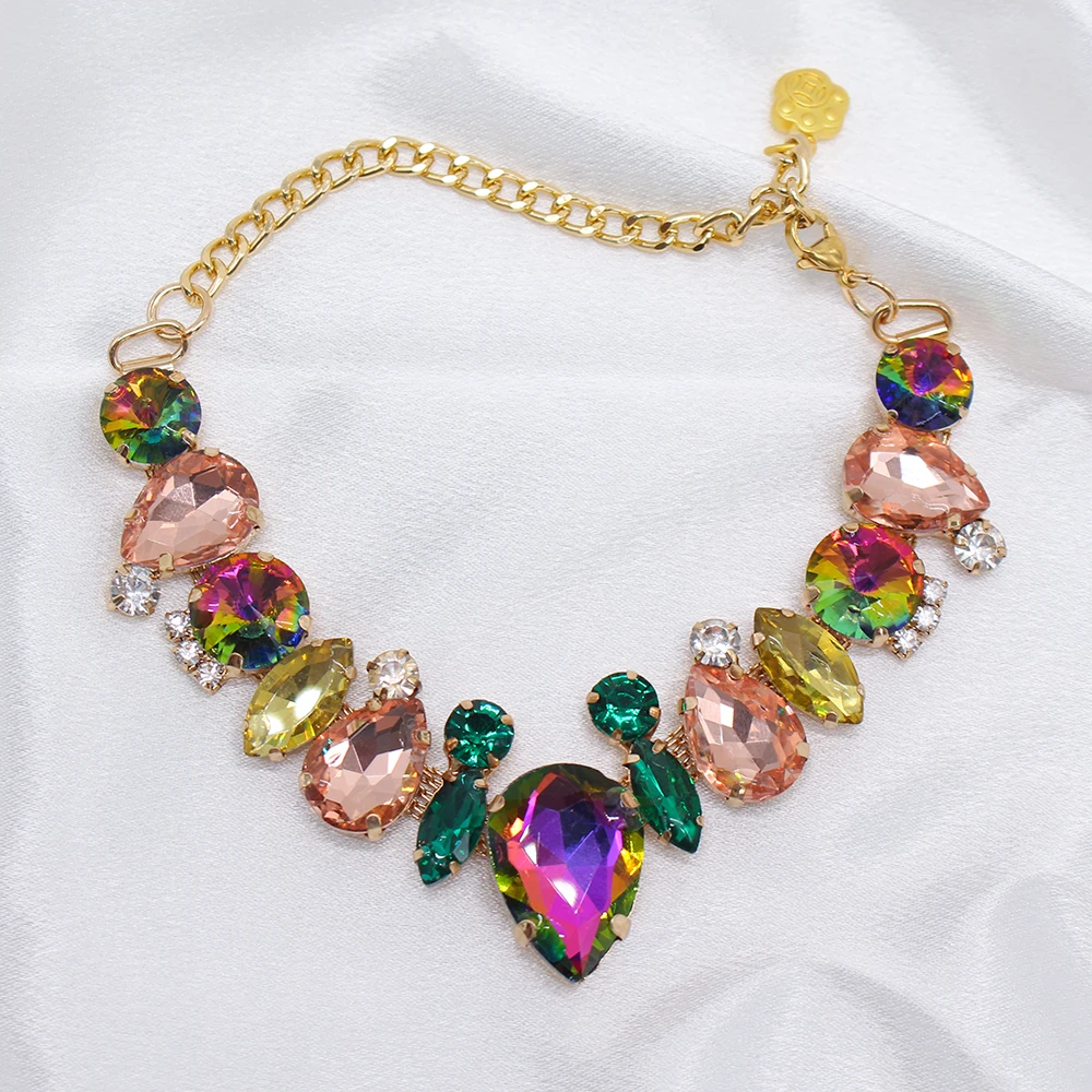 

Pet Dog Wedding Pearls Collar ,Multihued Bling Crystals Cat Collars Princess Puppy Girl Necklace Jewelry Pet Costume Accessories