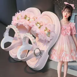 Girls' sandals 2024 summer new soft soled shoes for children girls fashion children's shoes for children Princess sandals