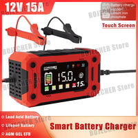 12V 15A Battery Charger Smart Charging For Lifepo4 Lead Acid AGM GEL Lithium Iron Phosphate Batteries With LED Display Car Moto
