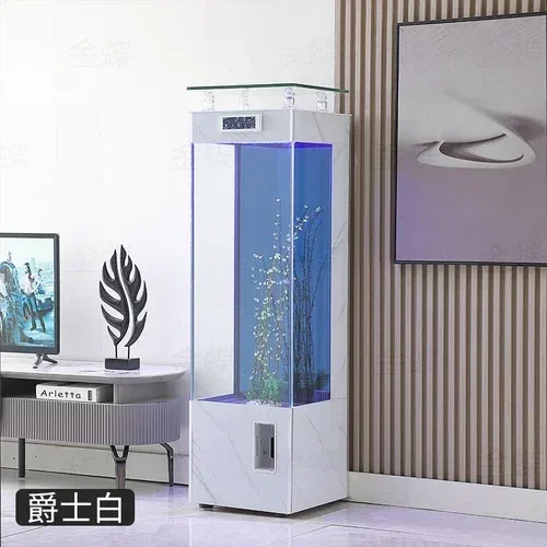 

new Square Fish Tank Aquarium Wall-Mounted Super White Glass Living Room TV Wall Change Waterss 03