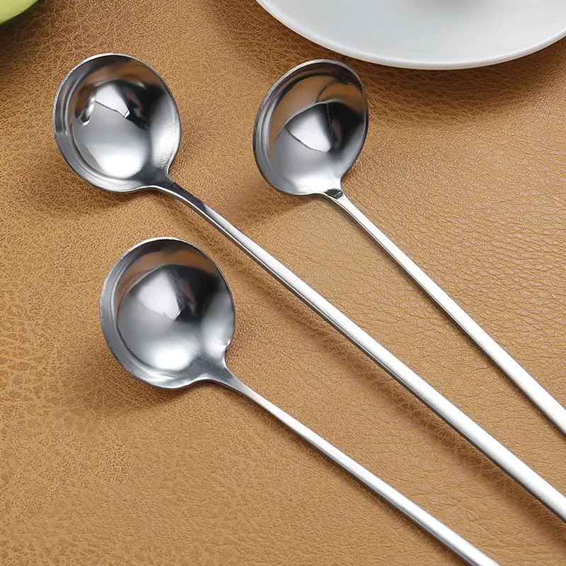 Cuchara agitadora de mango largo de acero inoxidable de 30CM, cuchara creativa para helado, postre, cóctel coreano, café, té, cuchara mezcladora, cubiertos