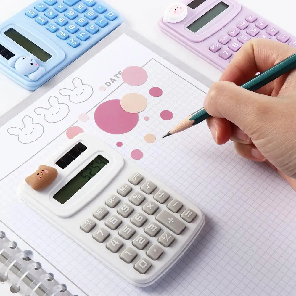 

8 Digits Cute Mini Portable Digit Calculator Lightweight Cartoon Animal Cartoon Cute Calculator Candy Color Small Do Office Work