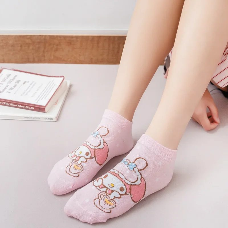 Kawaii Sanrio Hello Kitty Sock Cute Cartoon My Melody Cinnamoroll Girls Invisible Student Christmas Socks Gifts for Friends