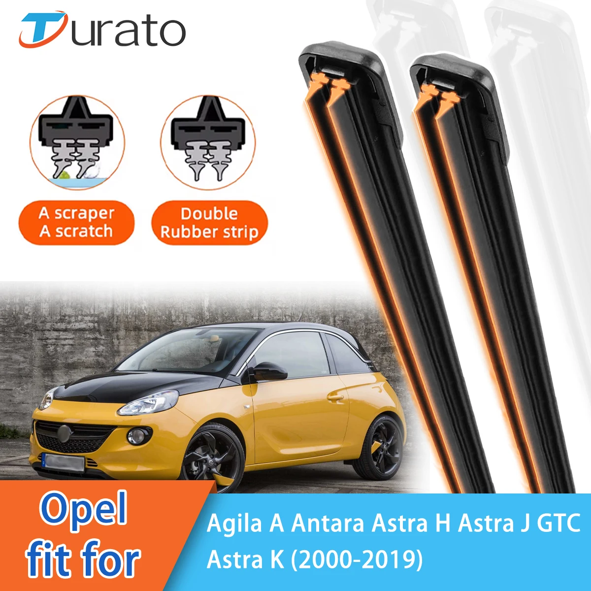 For Opel Agila A Antara Astra H J GTC K Front Windscreen Wipers Double Rubber Car Wiper Blades Car Accessories