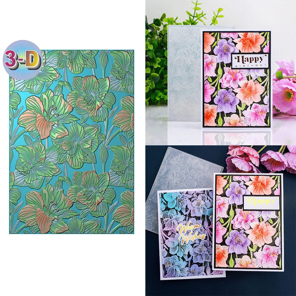 Amaryllis Garden 3D Embossing Folder and Matching Dies for Adding Textured Detail To Paper Crafting Wedding Card Making Supplies